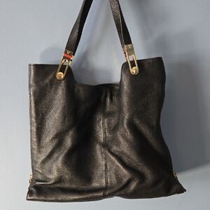 Elegant Black Leather Tote Bag